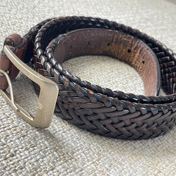 Braided men's belt Dark brown belt Leather classic belt Formal suit belt XL (36- - Picture 9 of 10